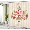 image:imageAmbesonne Deer Shower Curtain Colorful Animal Silhouette Various Christmas Elements Wooden Planks Theme Cloth Fabric Bathroom Decor Set with Hooks 69 W x 70 L Grey MulticolorGreen Red Tan