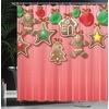 image:imageAmbesonne Deer Shower Curtain Colorful Animal Silhouette Various Christmas Elements Wooden Planks Theme Cloth Fabric Bathroom Decor Set with Hooks 69 W x 70 L Grey MulticolorPale Ruby