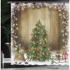 image:imageAmbesonne Deer Shower Curtain Colorful Animal Silhouette Various Christmas Elements Wooden Planks Theme Cloth Fabric Bathroom Decor Set with Hooks 69 W x 70 L Grey MulticolorGreen White Brown