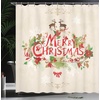 image:imageAmbesonne Deer Shower Curtain Colorful Animal Silhouette Various Christmas Elements Wooden Planks Theme Cloth Fabric Bathroom Decor Set with Hooks 69 W x 70 L Grey MulticolorGreen Red Tan