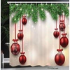 image:imageAmbesonne Deer Shower Curtain Colorful Animal Silhouette Various Christmas Elements Wooden Planks Theme Cloth Fabric Bathroom Decor Set with Hooks 69 W x 70 L Grey MulticolorGreen and Red