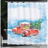 image:imageAmbesonne Deer Shower Curtain Colorful Animal Silhouette Various Christmas Elements Wooden Planks Theme Cloth Fabric Bathroom Decor Set with Hooks 69 W x 70 L Grey MulticolorBlue White Red