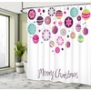 image:imageAmbesonne Deer Shower Curtain Colorful Animal Silhouette Various Christmas Elements Wooden Planks Theme Cloth Fabric Bathroom Decor Set with Hooks 69 W x 70 L Grey MulticolorPastel Magenta