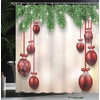 image:imageAmbesonne Deer Shower Curtain Colorful Animal Silhouette Various Christmas Elements Wooden Planks Theme Cloth Fabric Bathroom Decor Set with Hooks 69 W x 70 L Grey MulticolorGreen and Red