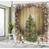 image:imageAmbesonne Deer Shower Curtain Colorful Animal Silhouette Various Christmas Elements Wooden Planks Theme Cloth Fabric Bathroom Decor Set with Hooks 69 W x 70 L Grey MulticolorGreen White Brown