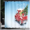 image:imageAmbesonne Deer Shower Curtain Colorful Animal Silhouette Various Christmas Elements Wooden Planks Theme Cloth Fabric Bathroom Decor Set with Hooks 69 W x 70 L Grey MulticolorRed Blue