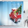 image:imageAmbesonne Deer Shower Curtain Colorful Animal Silhouette Various Christmas Elements Wooden Planks Theme Cloth Fabric Bathroom Decor Set with Hooks 69 W x 70 L Grey MulticolorRed Blue