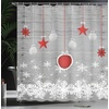 image:imageAmbesonne Deer Shower Curtain Colorful Animal Silhouette Various Christmas Elements Wooden Planks Theme Cloth Fabric Bathroom Decor Set with Hooks 69 W x 70 L Grey MulticolorGrey Red White