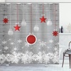image:imageAmbesonne Deer Shower Curtain Colorful Animal Silhouette Various Christmas Elements Wooden Planks Theme Cloth Fabric Bathroom Decor Set with Hooks 69 W x 70 L Grey MulticolorGrey Red White