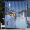 image:imageAmbesonne Deer Shower Curtain Colorful Animal Silhouette Various Christmas Elements Wooden Planks Theme Cloth Fabric Bathroom Decor Set with Hooks 69 W x 70 L Grey MulticolorIvory Blue