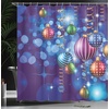 image:imageAmbesonne Deer Shower Curtain Colorful Animal Silhouette Various Christmas Elements Wooden Planks Theme Cloth Fabric Bathroom Decor Set with Hooks 69 W x 70 L Grey MulticolorIndigo