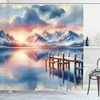 image:imageAmbesonne Flamingo Shower Curtain Serene Birds Surreal and Peaceful Nature Scenery Forest and Lake Cloth Fabric Bathroom Decor Set with Hooks 69 W x 70 L Soft Pink and Lime GreenPeach Blush Ceil Blue