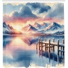 image:imageAmbesonne Flamingo Shower Curtain Serene Birds Surreal and Peaceful Nature Scenery Forest and Lake Cloth Fabric Bathroom Decor Set with Hooks 69 W x 70 L Soft Pink and Lime GreenPeach Blush Ceil Blue