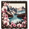 image:imageAmbesonne Flamingo Shower Curtain Serene Birds Surreal and Peaceful Nature Scenery Forest and Lake Cloth Fabric Bathroom Decor Set with Hooks 69 W x 70 L Soft Pink and Lime GreenPink Brown and Cadet Blue