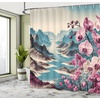 image:imageAmbesonne Flamingo Shower Curtain Serene Birds Surreal and Peaceful Nature Scenery Forest and Lake Cloth Fabric Bathroom Decor Set with Hooks 69 W x 70 L Soft Pink and Lime GreenPale Purple and Sea Blue