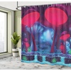image:imageAmbesonne Flamingo Shower Curtain Serene Birds Surreal and Peaceful Nature Scenery Forest and Lake Cloth Fabric Bathroom Decor Set with Hooks 69 W x 70 L Soft Pink and Lime GreenBlue Red