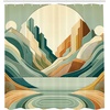 image:imageAmbesonne Flamingo Shower Curtain Serene Birds Surreal and Peaceful Nature Scenery Forest and Lake Cloth Fabric Bathroom Decor Set with Hooks 69 W x 70 L Soft Pink and Lime GreenSeafoam Peach and Amber