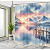 image:imageAmbesonne Flamingo Shower Curtain Serene Birds Surreal and Peaceful Nature Scenery Forest and Lake Cloth Fabric Bathroom Decor Set with Hooks 69 W x 70 L Soft Pink and Lime GreenPeach Blush Ceil Blue