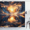 image:imageAmbesonne Flamingo Shower Curtain Serene Birds Surreal and Peaceful Nature Scenery Forest and Lake Cloth Fabric Bathroom Decor Set with Hooks 69 W x 70 L Soft Pink and Lime GreenOrange and Dark Blue