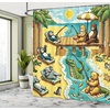 image:imageAmbesonne Flamingo Shower Curtain Serene Birds Surreal and Peaceful Nature Scenery Forest and Lake Cloth Fabric Bathroom Decor Set with Hooks 69 W x 70 L Soft Pink and Lime GreenYellow Aqua Green