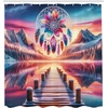 image:imageAmbesonne Flamingo Shower Curtain Serene Birds Surreal and Peaceful Nature Scenery Forest and Lake Cloth Fabric Bathroom Decor Set with Hooks 69 W x 70 L Soft Pink and Lime GreenPink Peach and Teal