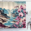 image:imageAmbesonne Flamingo Shower Curtain Serene Birds Surreal and Peaceful Nature Scenery Forest and Lake Cloth Fabric Bathroom Decor Set with Hooks 69 W x 70 L Soft Pink and Lime GreenPale Purple and Sea Blue