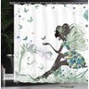 image:imageAmbesonne Hummingbirds Shower Curtain Tropical Flowers and Leaves Natural Foliage Vibrant Color Exotic Rainforest Cloth Fabric Bathroom Decor Set with Hooks 69 W x 70 L Soft Blue Coral GreenPeacock Green