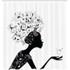 image:imageAmbesonne Hummingbirds Shower Curtain Tropical Flowers and Leaves Natural Foliage Vibrant Color Exotic Rainforest Cloth Fabric Bathroom Decor Set with Hooks 69 W x 70 L Soft Blue Coral GreenWhite and Black