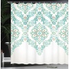 image:imageAmbesonne Hummingbirds Shower Curtain Tropical Flowers and Leaves Natural Foliage Vibrant Color Exotic Rainforest Cloth Fabric Bathroom Decor Set with Hooks 69 W x 70 L Soft Blue Coral GreenGreen Tan