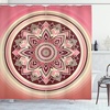 image:imageAmbesonne Pink Shower Curtain Tropical Feels Cheetah Animal Pattern with Bohemian Polka Dotted Backdrop Cloth Fabric Bathroom Decor Set with Hooks 69 W x 70 L Mustard Pale Rose GreyDried Rose Peach