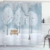 image:imageAmbesonne Deer Shower Curtain Colorful Animal Silhouette Various Christmas Elements Wooden Planks Theme Cloth Fabric Bathroom Decor Set with Hooks 69 W x 70 L Grey MulticolorBlue and White