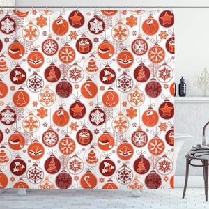 image:imageAmbesonne Deer Shower Curtain Colorful Animal Silhouette Various Christmas Elements Wooden Planks Theme Cloth Fabric Bathroom Decor Set with Hooks 69 W x 70 L Grey MulticolorWhite Vermilion