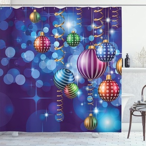 image:imageAmbesonne Deer Shower Curtain Colorful Animal Silhouette Various Christmas Elements Wooden Planks Theme Cloth Fabric Bathroom Decor Set with Hooks 69 W x 70 L Grey MulticolorIndigo