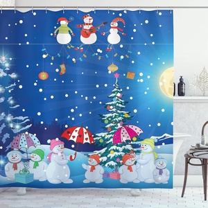 image:imageAmbesonne Deer Shower Curtain Colorful Animal Silhouette Various Christmas Elements Wooden Planks Theme Cloth Fabric Bathroom Decor Set with Hooks 69 W x 70 L Grey MulticolorMulticolor Green