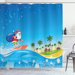 image:imageAmbesonne Deer Shower Curtain Colorful Animal Silhouette Various Christmas Elements Wooden Planks Theme Cloth Fabric Bathroom Decor Set with Hooks 69 W x 70 L Grey MulticolorBlue Yellow
