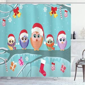 image:imageAmbesonne Deer Shower Curtain Colorful Animal Silhouette Various Christmas Elements Wooden Planks Theme Cloth Fabric Bathroom Decor Set with Hooks 69 W x 70 L Grey MulticolorMulti Color