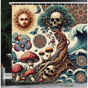 image:imageAmbesonne Flamingo Shower Curtain Serene Birds Surreal and Peaceful Nature Scenery Forest and Lake Cloth Fabric Bathroom Decor Set with Hooks 69 W x 70 L Soft Pink and Lime GreenOrange and Dark Teal