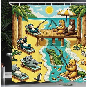 image:imageAmbesonne Flamingo Shower Curtain Serene Birds Surreal and Peaceful Nature Scenery Forest and Lake Cloth Fabric Bathroom Decor Set with Hooks 69 W x 70 L Soft Pink and Lime GreenYellow Aqua Green