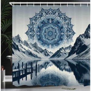 image:imageAmbesonne Flamingo Shower Curtain Serene Birds Surreal and Peaceful Nature Scenery Forest and Lake Cloth Fabric Bathroom Decor Set with Hooks 69 W x 70 L Soft Pink and Lime GreenNight Blue