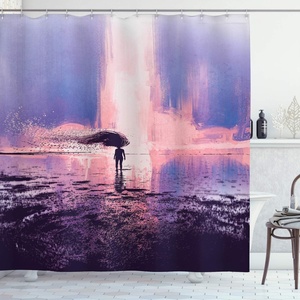 image:imageAmbesonne Hummingbirds Shower Curtain Tropical Flowers and Leaves Natural Foliage Vibrant Color Exotic Rainforest Cloth Fabric Bathroom Decor Set with Hooks 69 W x 70 L Soft Blue Coral GreenPink and Blue