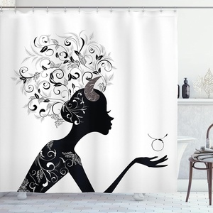 image:imageAmbesonne Hummingbirds Shower Curtain Tropical Flowers and Leaves Natural Foliage Vibrant Color Exotic Rainforest Cloth Fabric Bathroom Decor Set with Hooks 69 W x 70 L Soft Blue Coral GreenWhite and Black