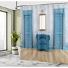 image:imageAmbesonne Antique Shower Curtain Empty Space 2 Doors Armchair and Simple Mirror Golden Yellow Frame Cloth Fabric Bathroom Decor Set with Hooks 69 W x 84 L Blue Sand BrownBlue Sand Brown