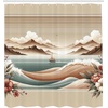 image:imageAmbesonne Monstera Shower Curtain Abstract Mid Century Style Boho Leaves Lines and Geometric Forms Cloth Fabric Bathroom Decor Set with Hooks 69 W x 70 L Evergreen Pale Rust BrownTan Sepia and Pale Seafoam