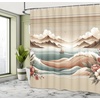 image:imageAmbesonne Monstera Shower Curtain Abstract Mid Century Style Boho Leaves Lines and Geometric Forms Cloth Fabric Bathroom Decor Set with Hooks 69 W x 70 L Evergreen Pale Rust BrownTan Sepia and Pale Seafoam