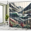 image:imageAmbesonne Monstera Shower Curtain Abstract Mid Century Style Boho Leaves Lines and Geometric Forms Cloth Fabric Bathroom Decor Set with Hooks 69 W x 70 L Evergreen Pale Rust BrownSepia Green and Ruby