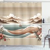 image:imageAmbesonne Monstera Shower Curtain Abstract Mid Century Style Boho Leaves Lines and Geometric Forms Cloth Fabric Bathroom Decor Set with Hooks 69 W x 70 L Evergreen Pale Rust BrownTan Sepia and Pale Seafoam