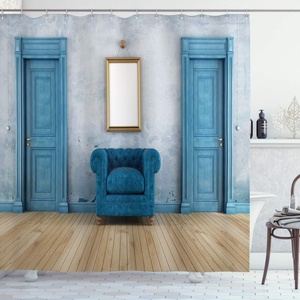 image:imageAmbesonne Antique Shower Curtain Empty Space 2 Doors Armchair and Simple Mirror Golden Yellow Frame Cloth Fabric Bathroom Decor Set with Hooks 69 W x 84 L Blue Sand BrownBlue Sand Brown