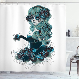image:imageAmbesonne Antique Shower Curtain Empty Space 2 Doors Armchair and Simple Mirror Golden Yellow Frame Cloth Fabric Bathroom Decor Set with Hooks 69 W x 84 L Blue Sand BrownPetrol Blue White