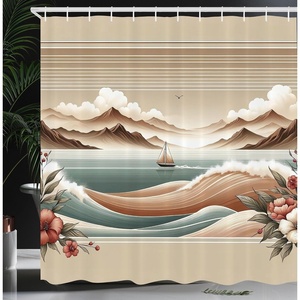 image:imageAmbesonne Monstera Shower Curtain Abstract Mid Century Style Boho Leaves Lines and Geometric Forms Cloth Fabric Bathroom Decor Set with Hooks 69 W x 70 L Evergreen Pale Rust BrownTan Sepia and Pale Seafoam