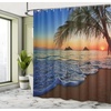 image:imageAmbesonne Hawaiian Shower Curtain Pacific Sunrise at Lanikai Beach Hawaii Wavy Ocean Surface Colorful Sky Scene Cloth Fabric Bathroom Decor Set with Hooks 69 W x 84 L Blue IvoryBlue Ivory